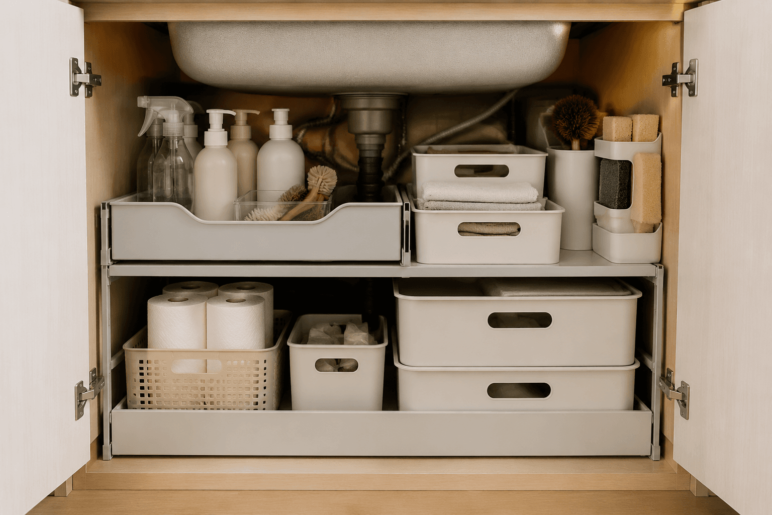 Tidy kitchen under-sink storage